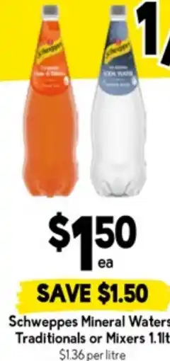 Drakes Schweppes Mineral WatersTraditionals or Mixers offer
