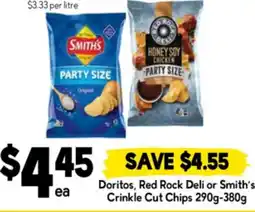 Drakes Doritos, Red Rock Deli or Smith's Crinkle Cut Chips offer
