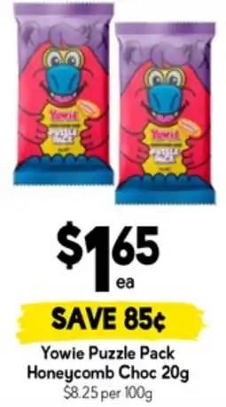 Drakes Yowie Puzzle Pack Honeycomb Choc offer