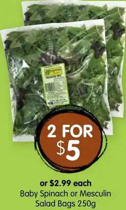 Spudshed Baby Spinach or Mesculin Salad Bags offer