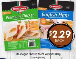 Spudshed D'Orsogna Shaved Meat Varieties offer