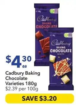 Ritchies Cadbury baking chocolate varieties offer