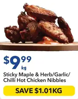 Ritchies Sticky Maple & Herb/Garlic/ Chilli Hot Chicken Nibbles offer