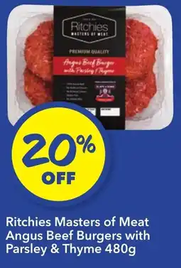 Ritchies Ritchies Masters of Meat Angus Beef Burgers with Parsley & Thyme offer