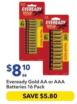 Ritchies Eveready Gold AA or AAA Batteries offer