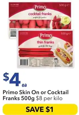 Ritchies Primo Skin On or Cocktail Franks offer