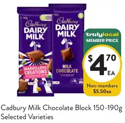 Foodworks Cadbury Milk Chocolate Block offer