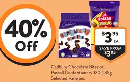 Foodworks Cadbury Chocolate Bites or Pascall Confectionery offer