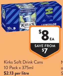 Foodworks Kirks Soft Drink Cans offer