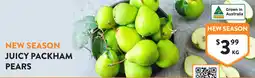 Foodworks New season juicy packham pears offer
