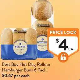 Foodworks Best Buy Hot Dog Rolls or Hamburger Buns offer