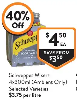 Foodworks Schweppes Mixers offer