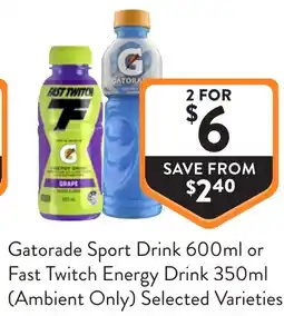 Foodworks Gatorade Sport Drink or Fast Twitch Energy Drink offer