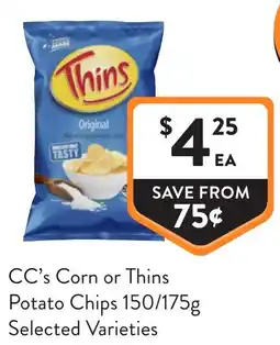 Foodworks CC's Corn or Thins Potato Chips offer