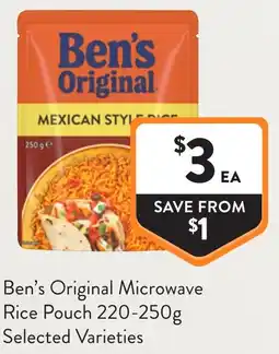 Foodworks Ben's Original Microwave Rice Pouch offer