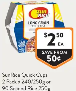 Foodworks SunRice Quick Cups or 90 Second Rice offer