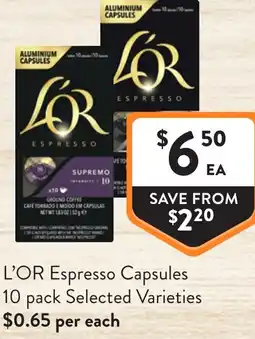 Foodworks L'OR Espresso Capsules offer