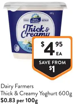 Foodworks Dairy Farmers Thick & Creamy Yoghurt offer