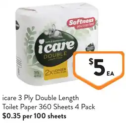 Foodworks icare 3 Ply Double Length Toilet Paper offer
