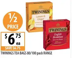 Supabarn Twinings tea bags 80/100 pack range offer