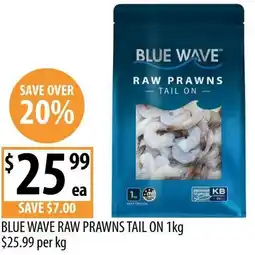 Supabarn Blue wave raw prawns tail on offer