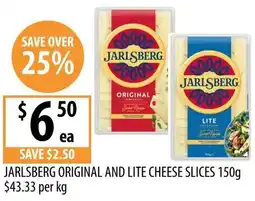 Supabarn Jarlsberg original and lite cheese slices offer