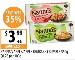 Supabarn Nanna's apple/apple rhubarb crumble offer