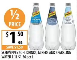Supabarn Schweppes soft drinks, mixers and sparkling water offer