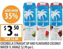 Supabarn Cocobella straight up and flavoured coconut water offer