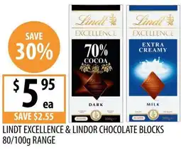 Supabarn Lindt excellence & lindor chocolate blocks offer