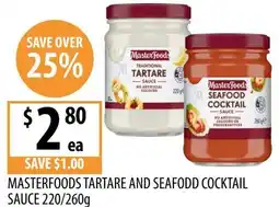 Supabarn Masterfoods tartare and seafodd cocktail sauce offer