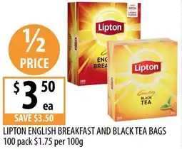 Supabarn Lipton english breakfast and black tea bags offer