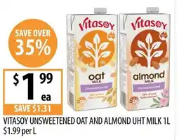 Supabarn Vitasoy unsweetened oat and almond uht milk offer