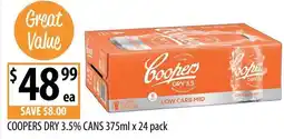 Supabarn Coopers dry 3.5% cans offer