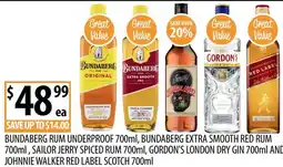 Supabarn Bundaberg rum underproof, bundaberg extra smooth red rum, sailor jerry spiced rum, offer