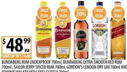 Supabarn Gordon's london dry gin and johnnie walker red label scotch offer