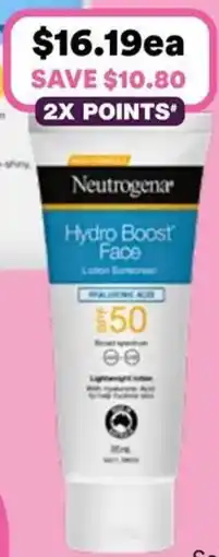 Priceline Neutrogena® Hydro Boost Face Lotion Sunscreen SPF50 offer