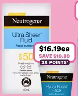 Priceline Neutrogena® Ultra Sheer Fluid Facial Sunscreen SPF50 offer