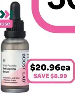 Priceline Boost lab multi peptide anti ageing serum offer