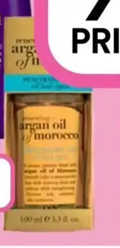 Priceline Ogx renewing hydrating & shine argan oil of morocco penetrating oil for dry & heat styled hair offer
