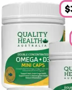 Priceline QUALITY HEALTH Double Concentrated Omega + Vitamin D3 Mini Caps offer