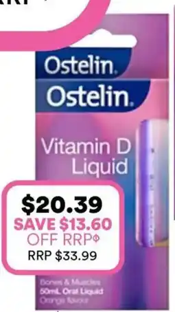 Priceline Ostelin Vitamin D3 1000IU Liquid Orange Flavour offer