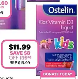 Priceline Ostelin Kids Vitamin D3 Liquid From 6 months + Strawberry Flavour offer