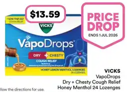 Priceline Vicks VapoDrops Dry + Chesty Cough Relief offer