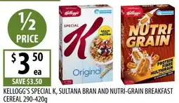 Supabarn Kellogg's special k, sultana bran and nutri-grain breakfast cereal offer