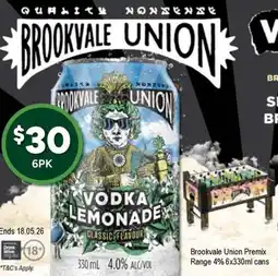 Bottler Brookvale Union Premix Range 4% 6x330ml cans offer