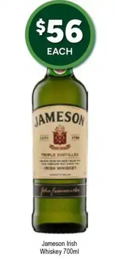 Bottler Jameson Irish Whiskey 700ml offer
