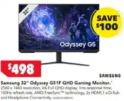 Harvey Norman Samsung 32" Odyssey G51F QHD Gaming Monitor offer