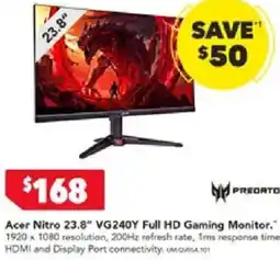 Harvey Norman Acer Nitro 23.8" VG240Y Full HD Gaming Monitor offer