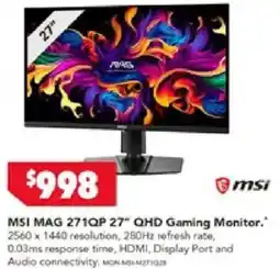 Harvey Norman MSI MAG 271QP 27" QHD Gaming Monitor offer